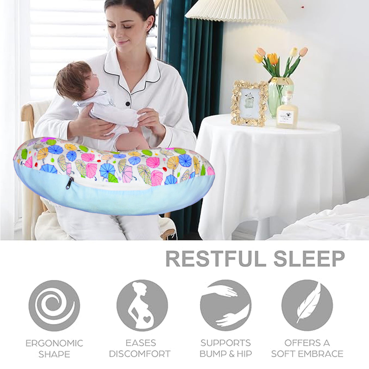 VParents Baby Breast Feeding Pillow, Nursing Pillow, Maternity Feeding Pillow for mother and New born baby (Chunky) VParents
