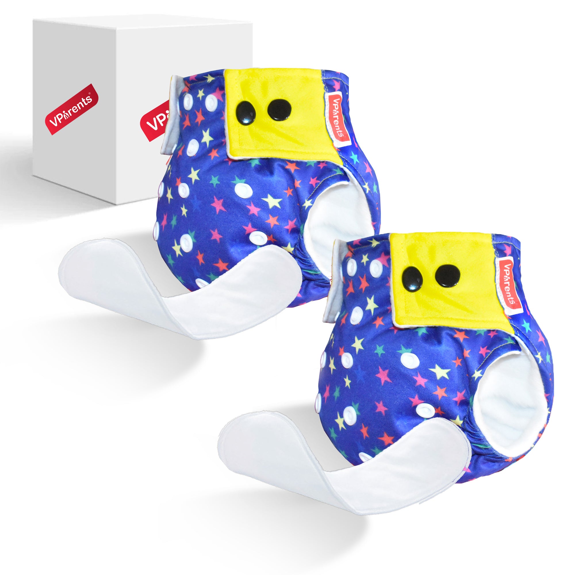 Star Print Reusable and Adjustable Cloth Diapers With Insert (Pack