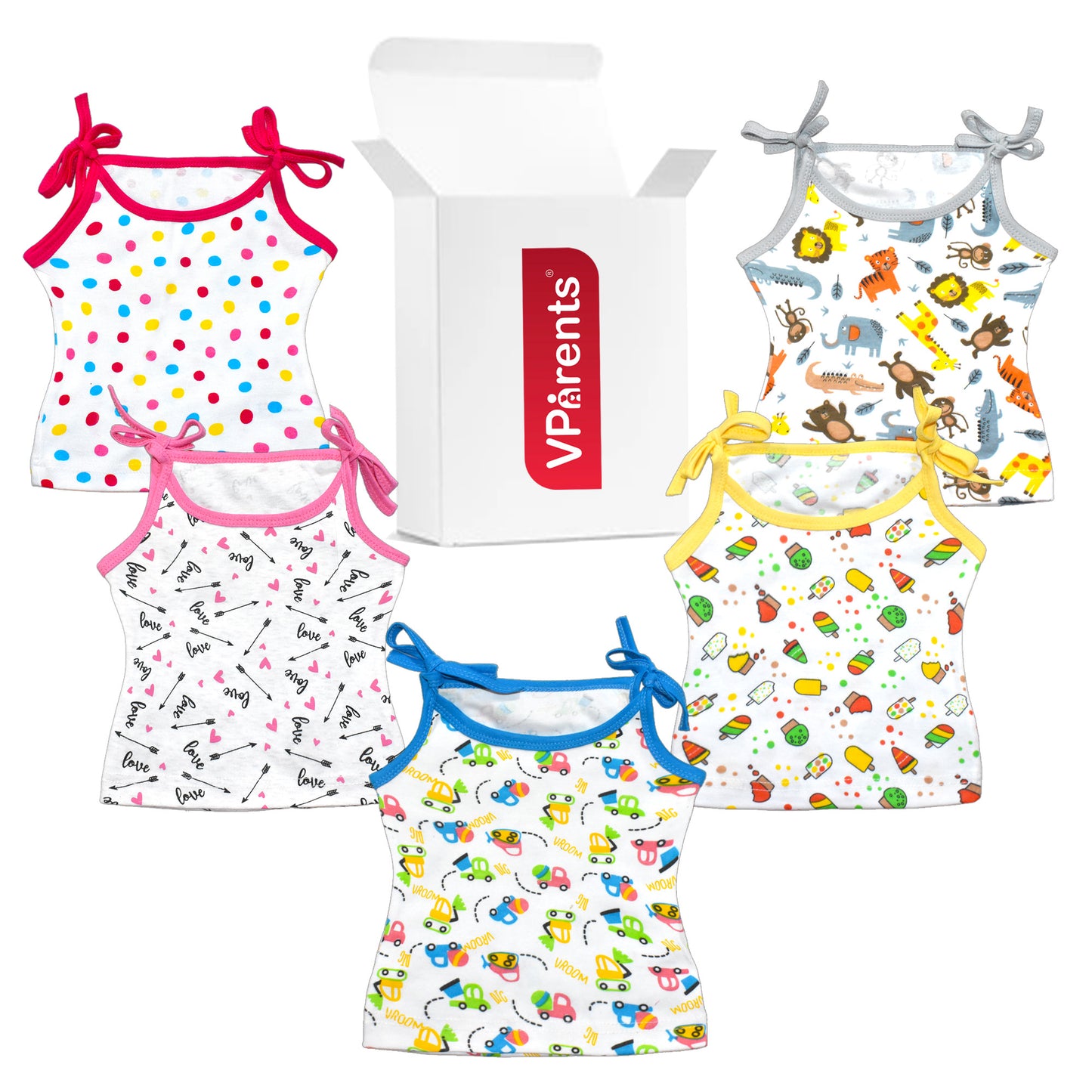 VParents Cotton New Born Baby Boy's & Baby Girls jabla -Multicolour - pack of 5 Assorted Design VParents