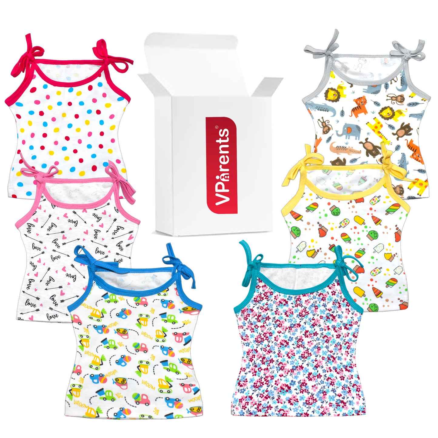 VParents Cotton New Born Baby Boy's & Baby Girls jabla -Multicolour - pack of 6 Assorted Design VParents