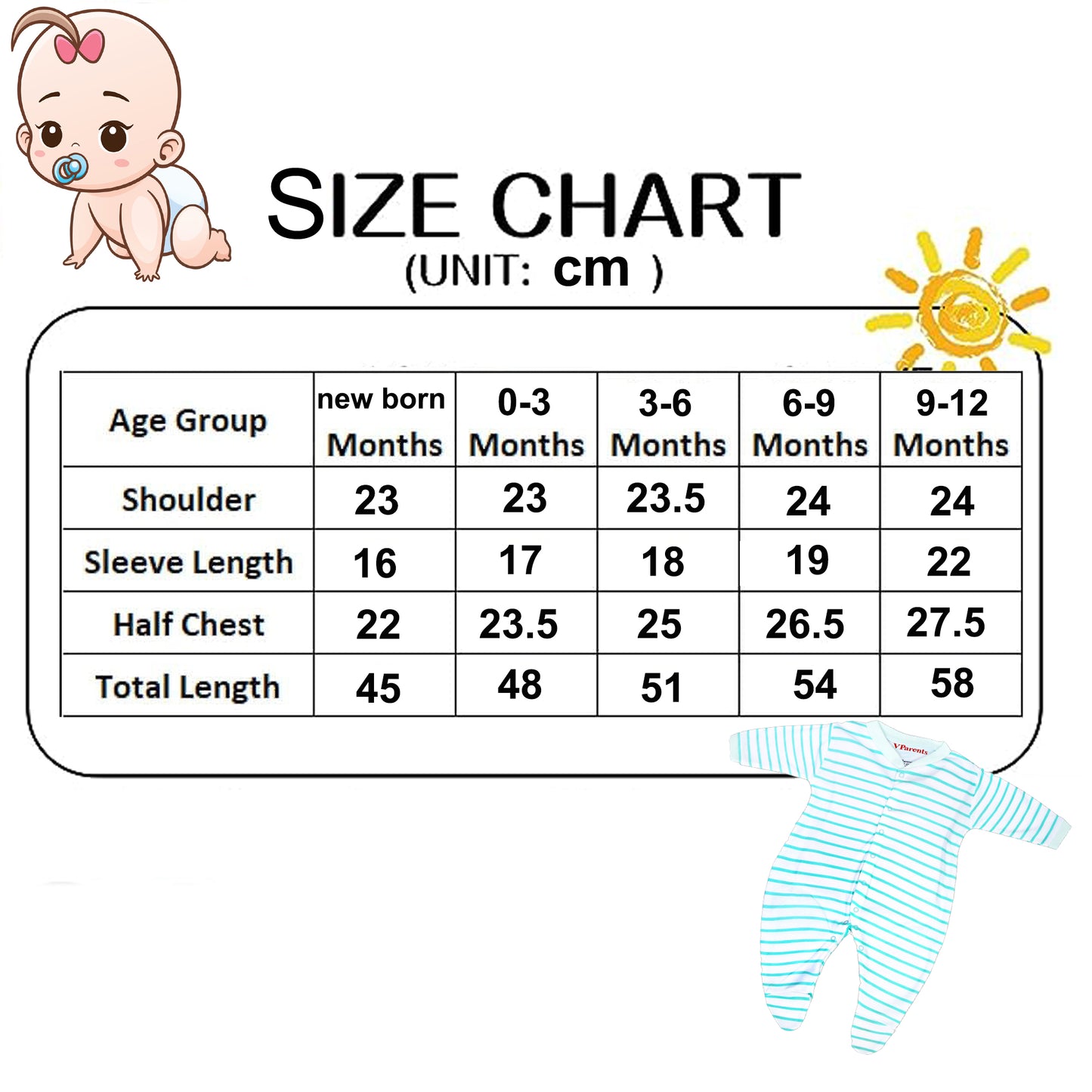Full Length Printed Baby Footies Sleepsuit Romper Pack of 3-(Green) VParents