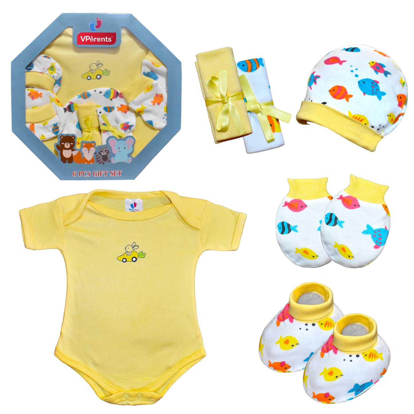 VParents New Born Baby Gift Set for baby shower boys and girls just born ( Pack of 6) VParents