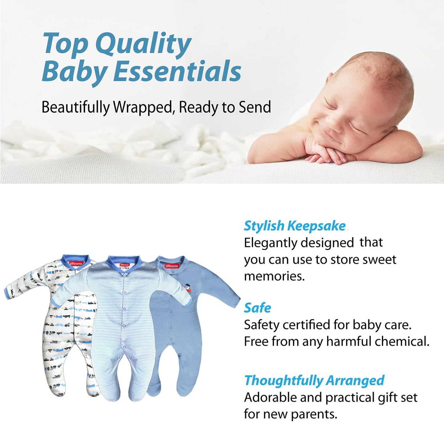 Newborn baby apparel essentials combo for baby boy Pack of 17