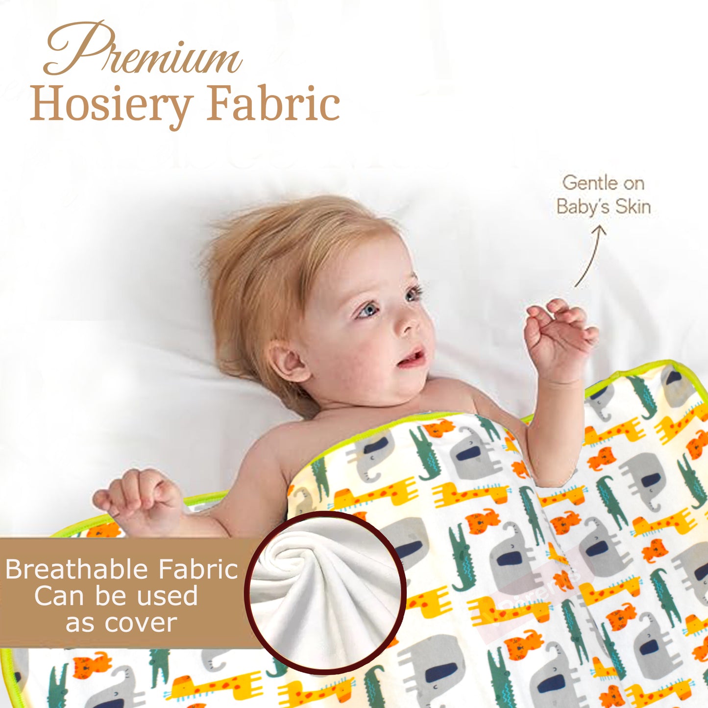 VParents cotton New Born Baby Hooded Wrapper Blanket, sigle layer 0-12 Months -Assorted design deo VParents