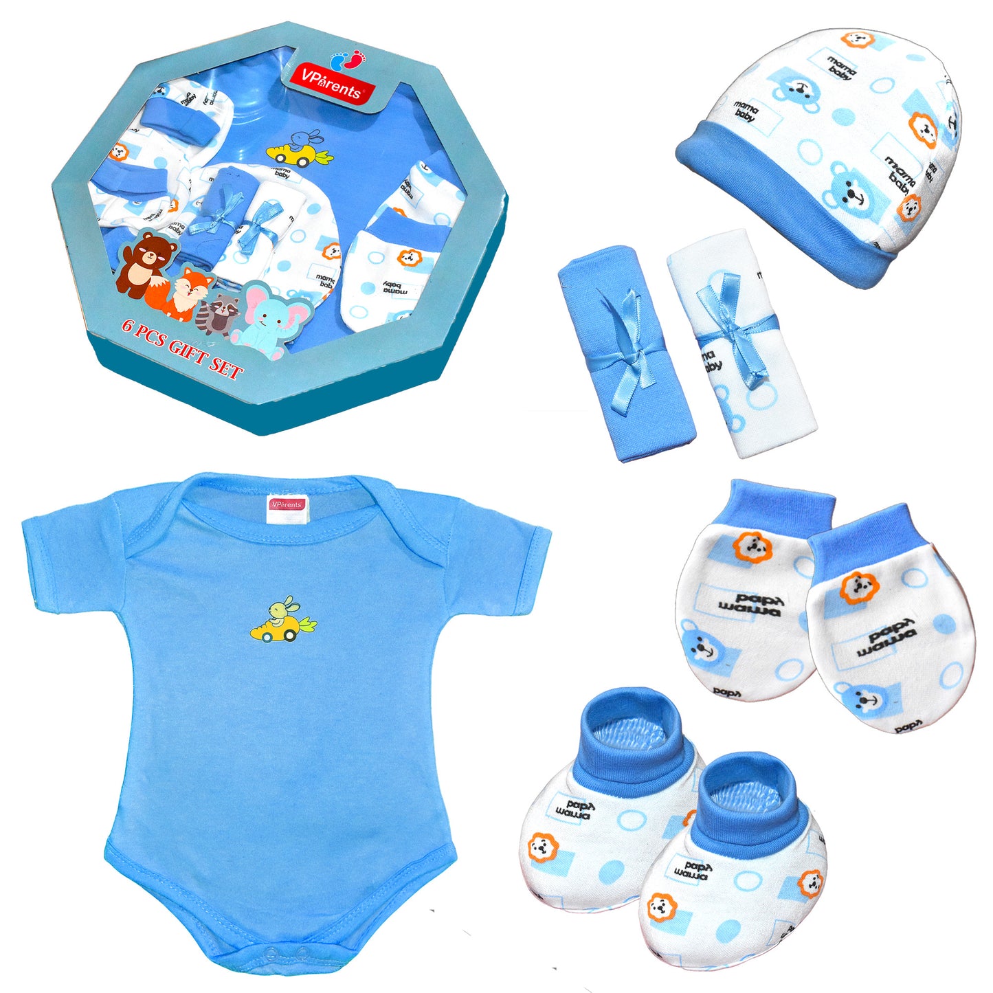VParents New Born Baby Gift Set for baby shower boys and girls just born ( Pack of 6) VParents