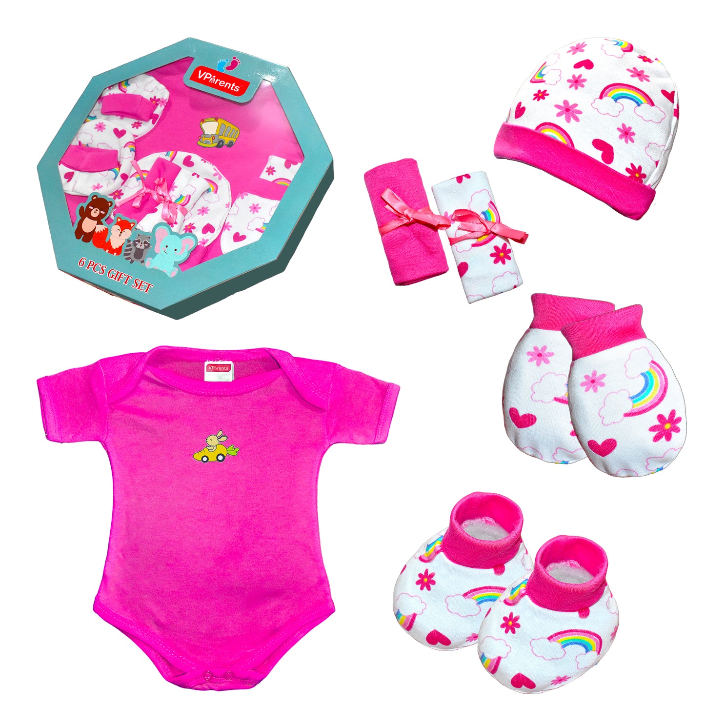 VParents New Born Baby Gift Set for baby shower boys and girls just born ( Pack of 6) VParents
