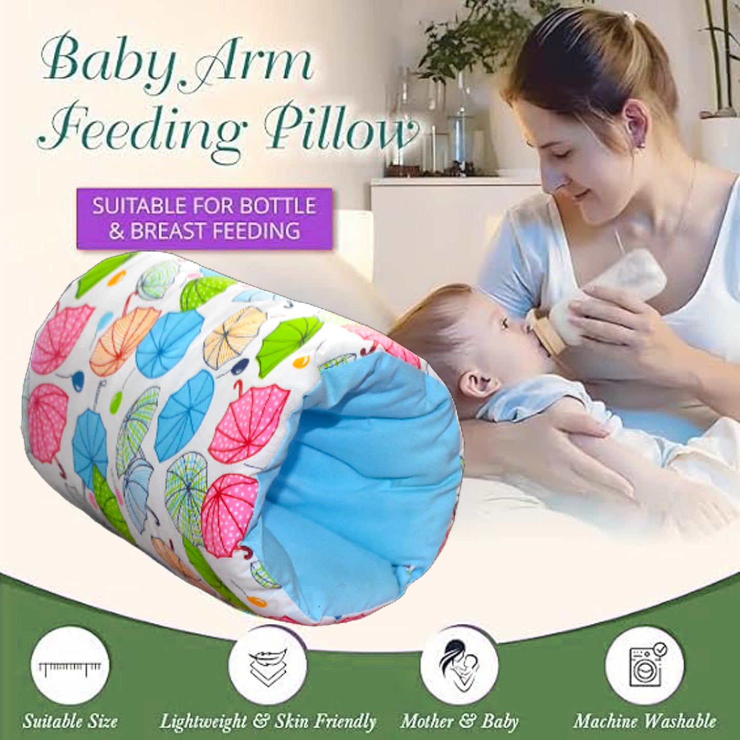 VParents Baby Feeding Arm Pillow for New Born Nursing Pillow for Breast and bottle feeding pillow (Chunky) VParents