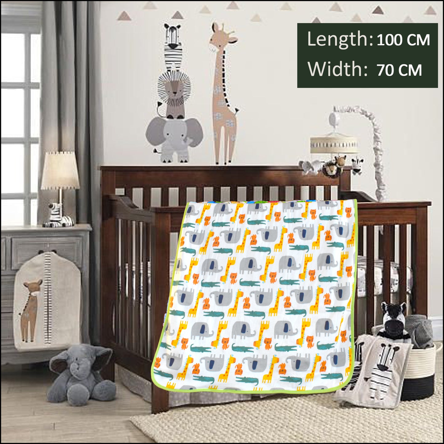 VParents cotton New Born Baby Hooded Wrapper Blanket, sigle layer 0-12 Months -Assorted design deo VParents