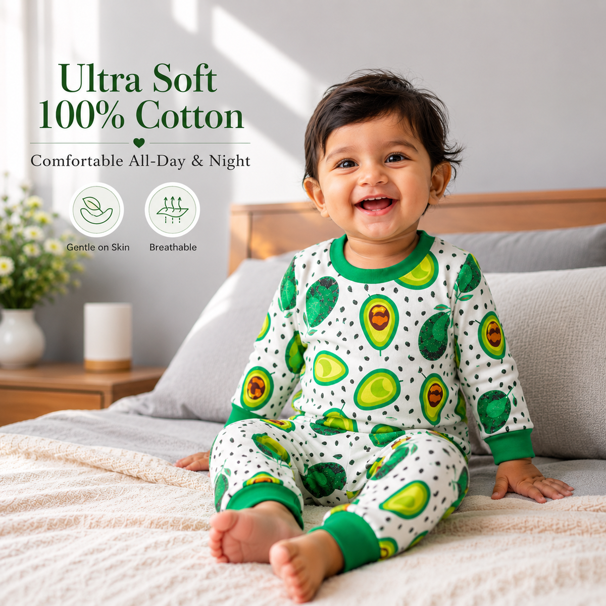 VParents 100% cotton Baby and Kids Cotton Printed Nightwear