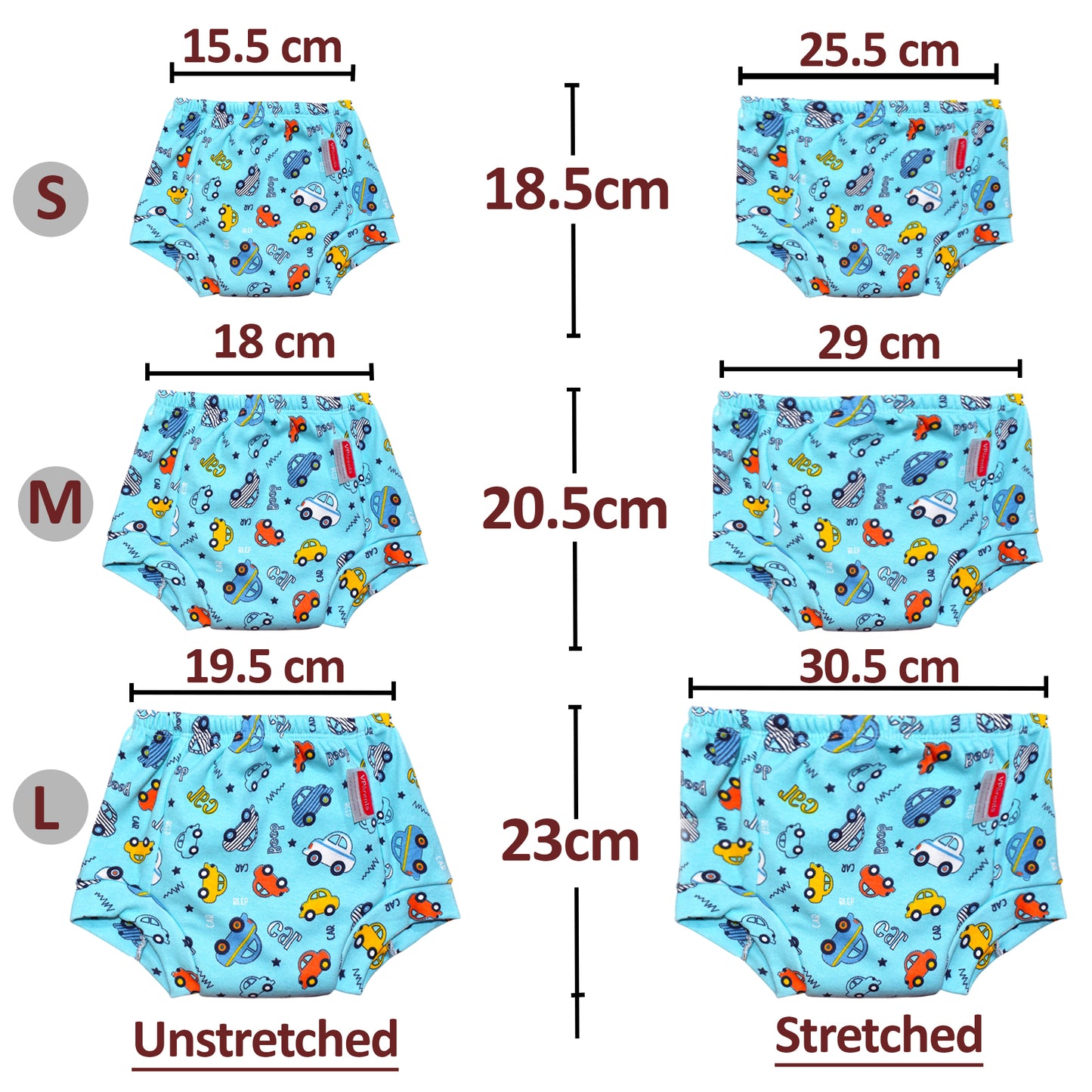 VParents Padded Underwear for Babies and Toddlers with 3 Layers of Cotton Padding Potty Training Pull Up & Diaper-Free Time Car