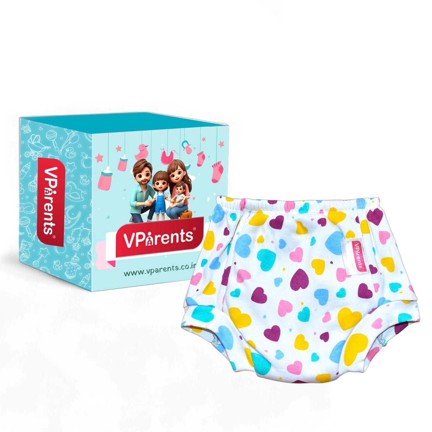 VParents Padded Underwear for Babies and Toddlers with 3 Layers of Cotton Padding Potty Training Pull Up & Diaper-Free Time Heart
