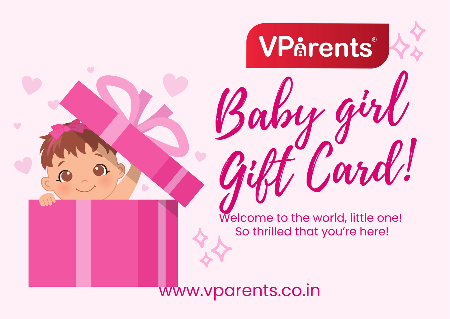 Baby Shower Gift Card for baby girls VParents