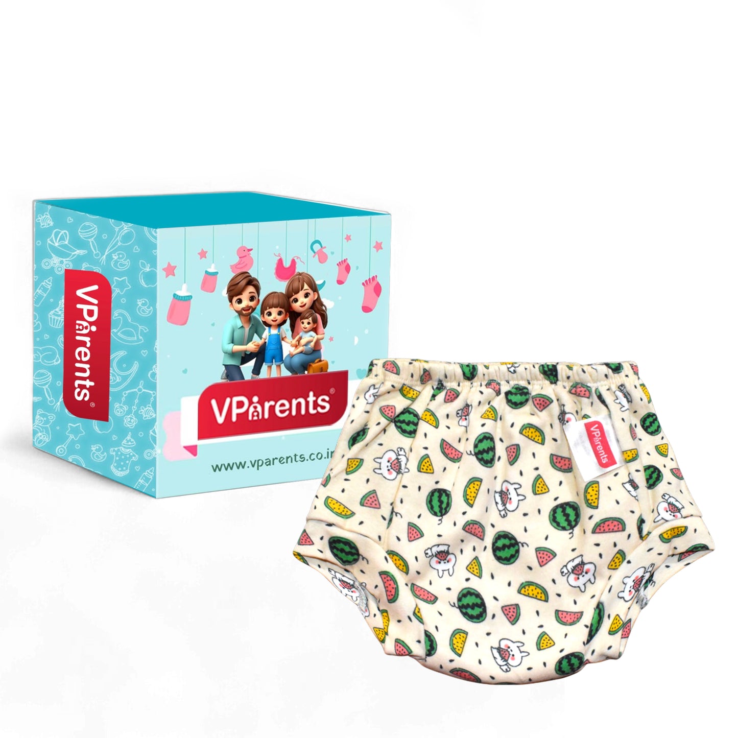 VParents Padded Underwear for Babies and Toddlers with 3 Layers of Cotton Padding Potty Training Pull Up & Diaper-Free Time Fruit