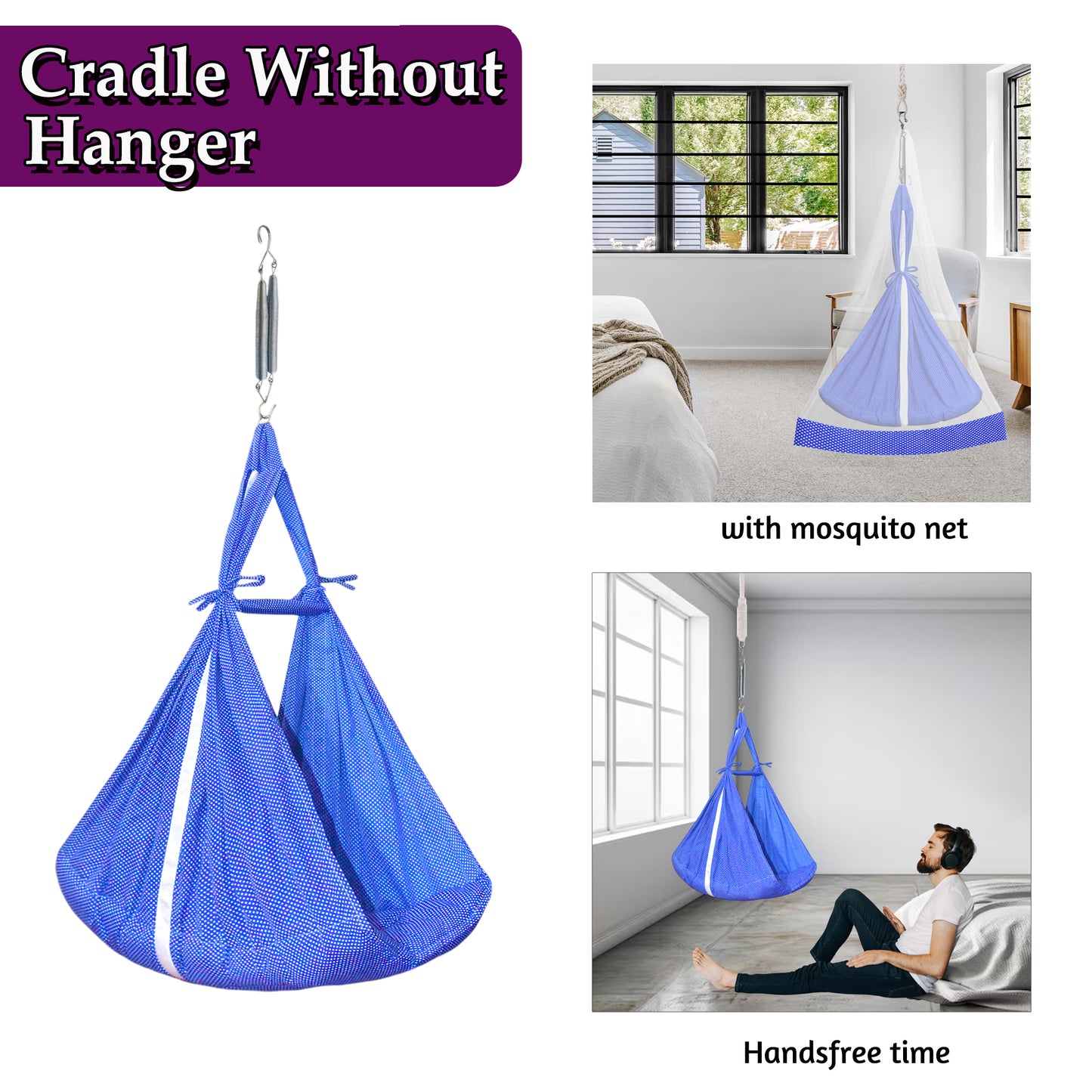 VParents Infant Baby Swing Cradle with Mosquito Net and Spring
