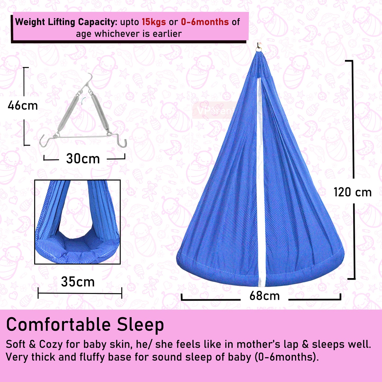 VParents Infant Baby Swing Cradle with Mosquito Net and Spring