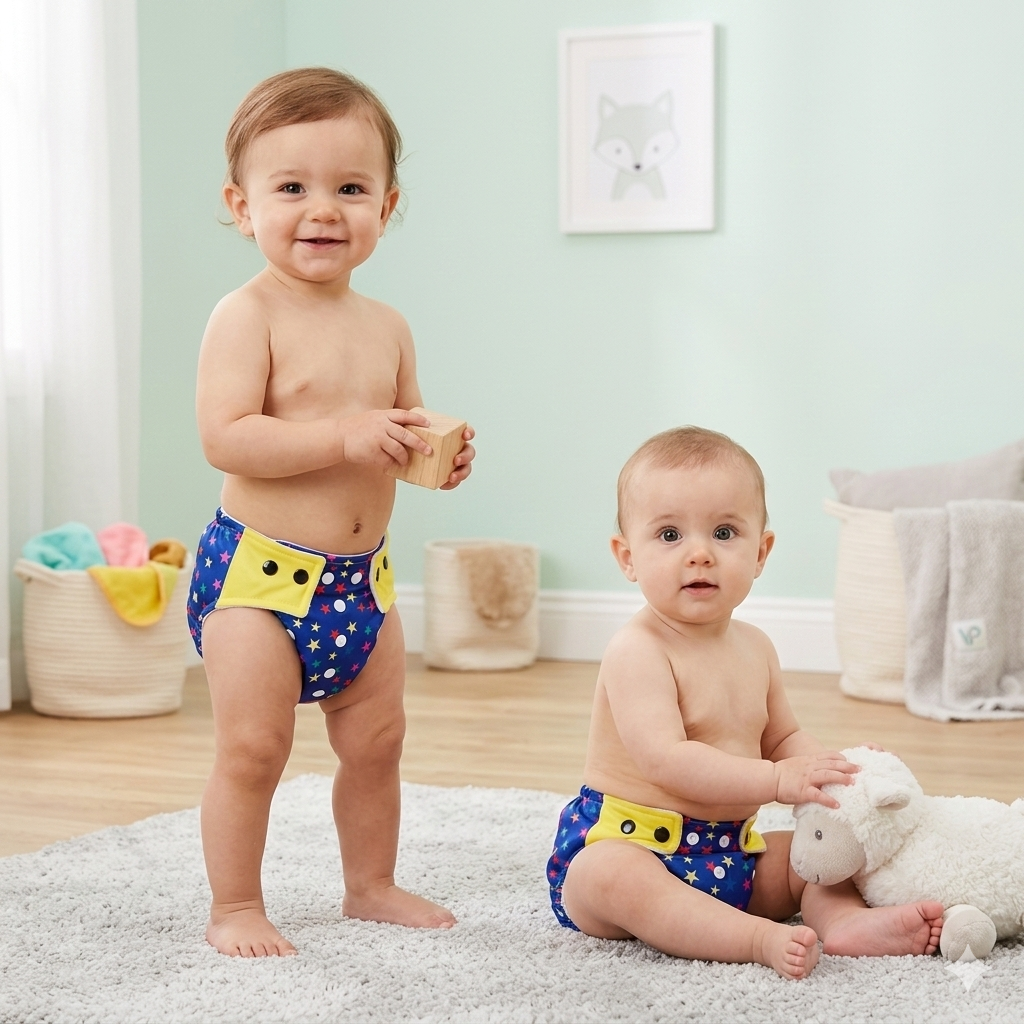 VParents Reusable and Adjustable Cloth Diapers With ulta absorbent Insert with 5 layers- washable (Multi Colour)