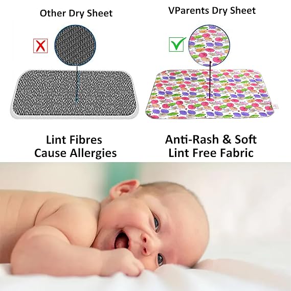 Vparents Sleeping mats Water Proof Bed Protector with one side fabric New Born Baby (65cm x 45 cm) (0-6 Months)