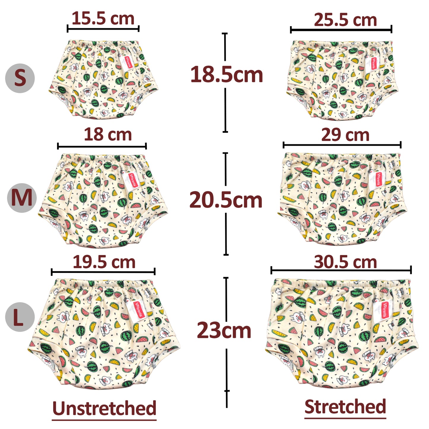 VParents Padded Underwear for Babies and Toddlers with 3 Layers of Cotton Padding Potty Training Pull Up & Diaper-Free Time Fruit