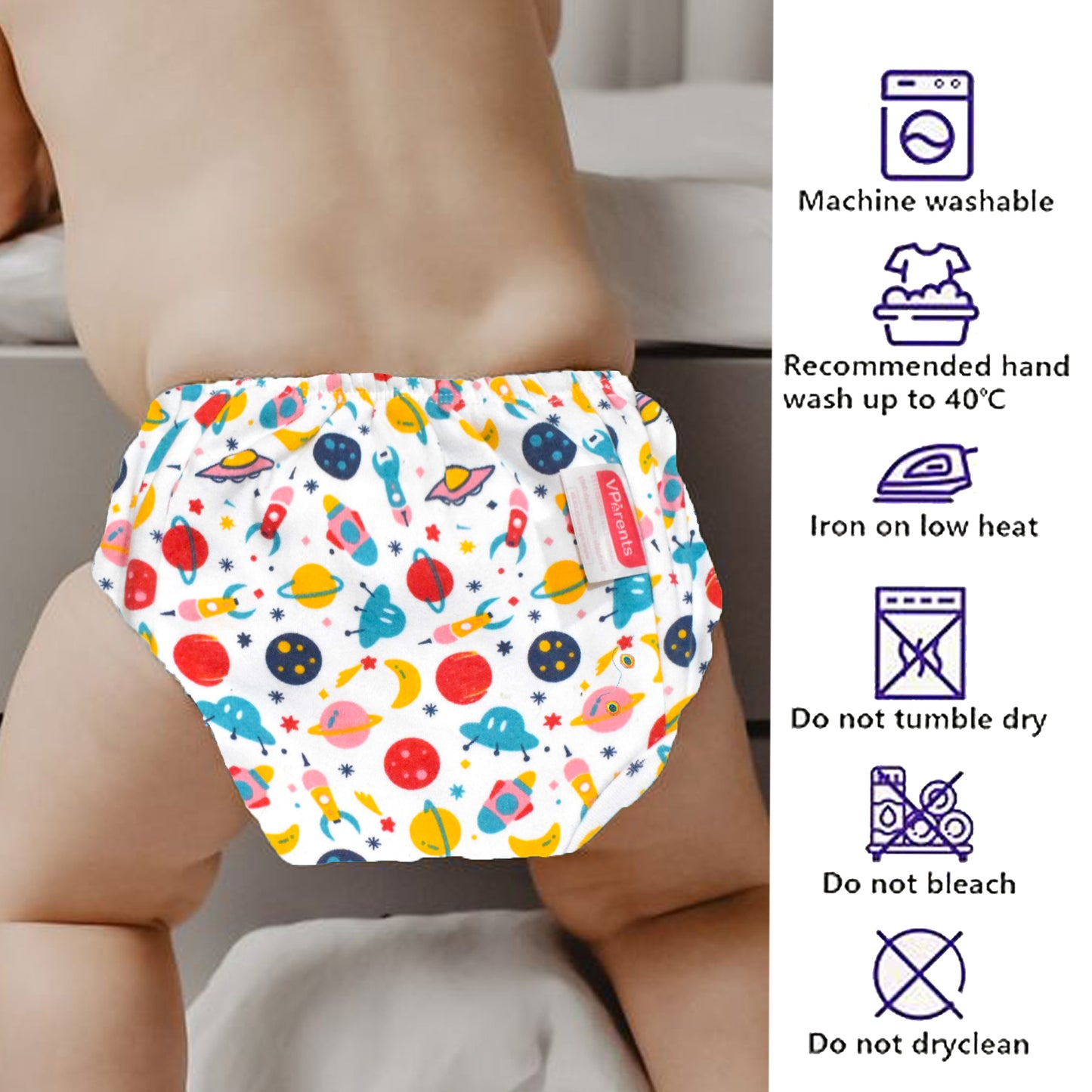 VParents Padded Underwear for Babies and Toddlers with 3 Layers of Cotton Padding Potty Training Pull Up & Diaper-Free Time Galaxy