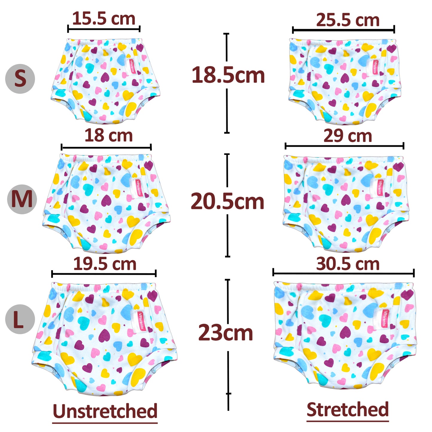 VParents Padded Underwear for Babies and Toddlers with 3 Layers of Cotton Padding Potty Training Pull Up & Diaper-Free Time Heart