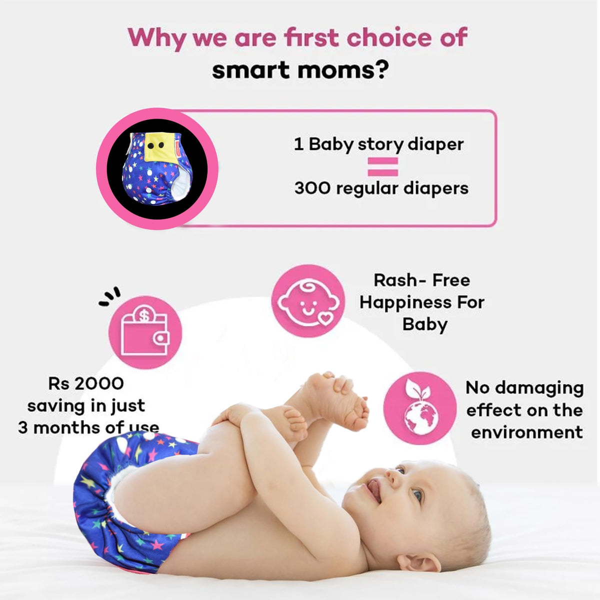 VParents New born Combo gift set for baby boy and girl cap mitten booties and diapers with insert and underwears(0 -6 month) Assorted Design pack of 10