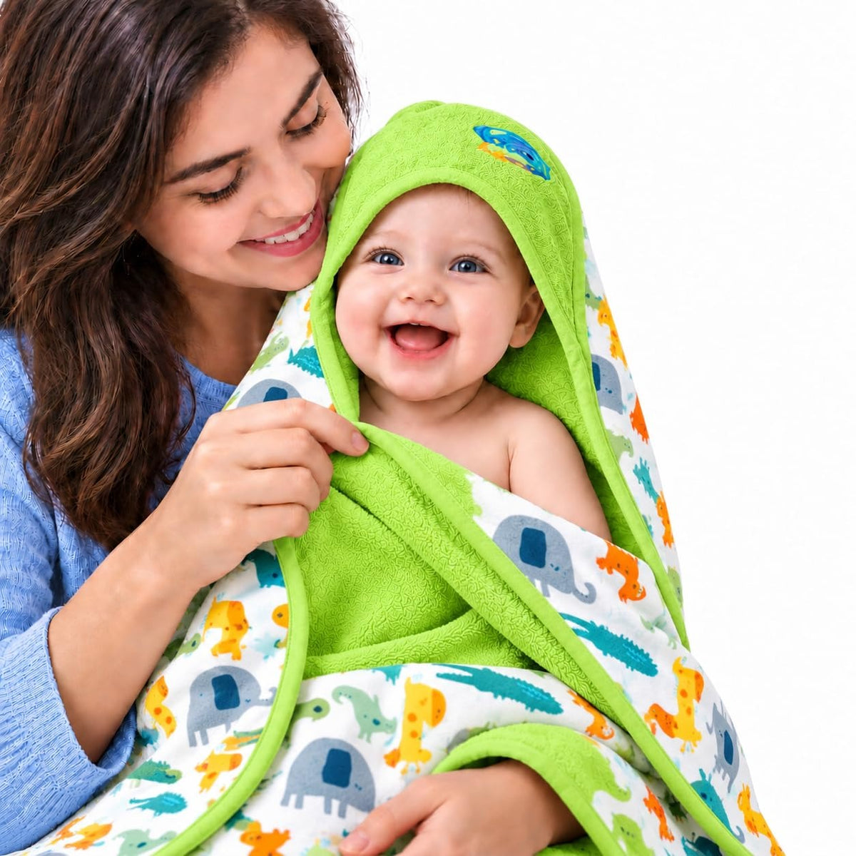 VParents cotton New Born Baby Hooded Wrapper Blanket,sigle layer -Assorted design deo