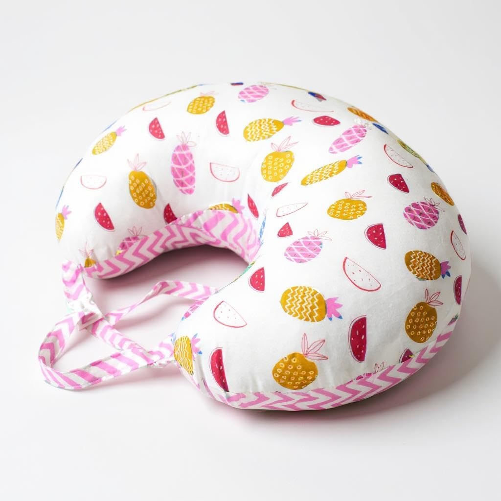 VParents Fruity Multipurpose Baby Feeding Nursing Cum Maternity Pillow for New Born (Pink)