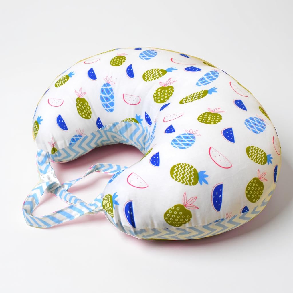 VParents Fruity Multipurpose Baby Feeding Nursing Cum Maternity Pillow for New Born (Blue)