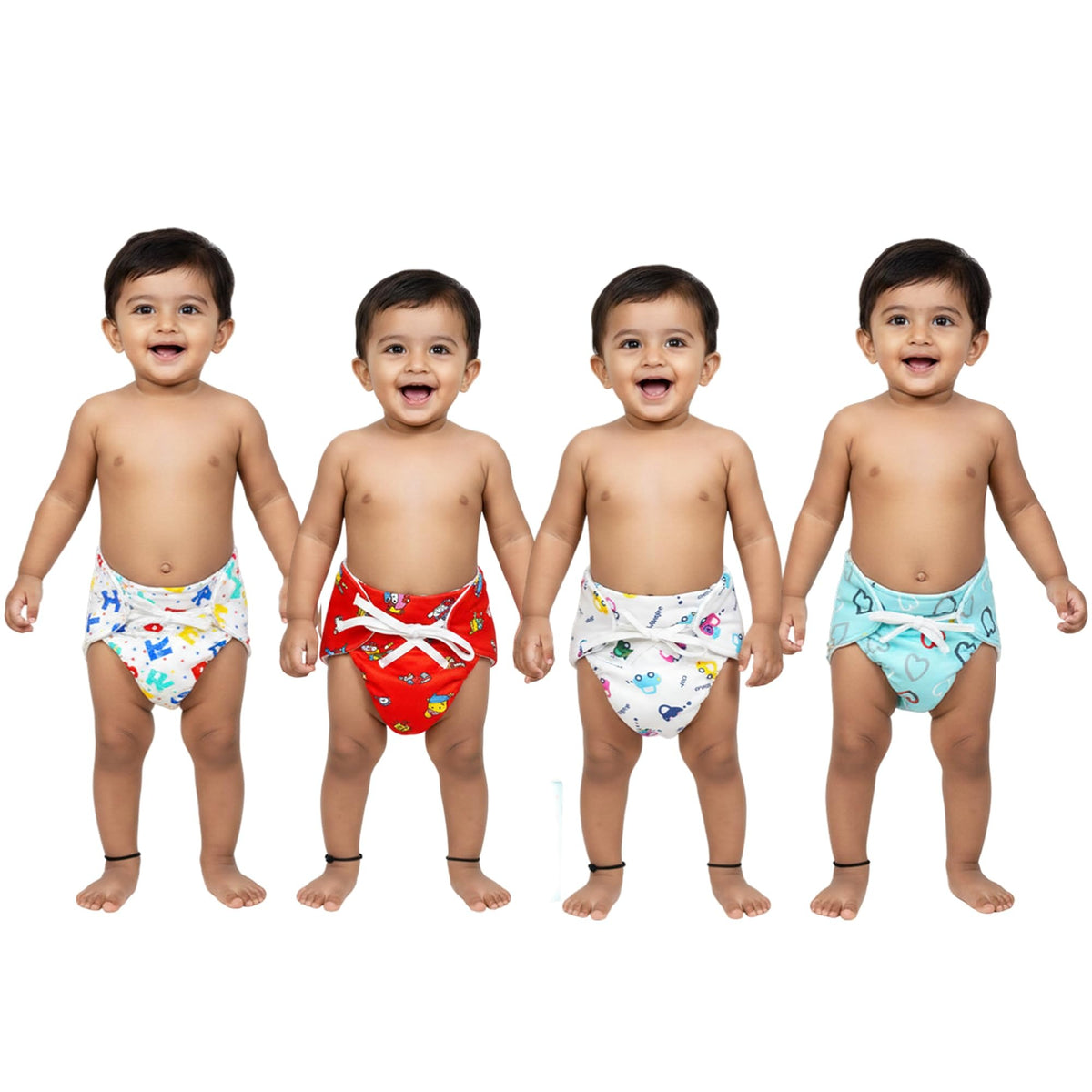 VParents DryFeel Baby Langot 0-6 months l Cotton Modern Baby Nappy l Mess-free Langot with soft Elastics l DryFeel Top Layer l Diaper-free Time Essential(Pack os 4) car toy alphabet and heart