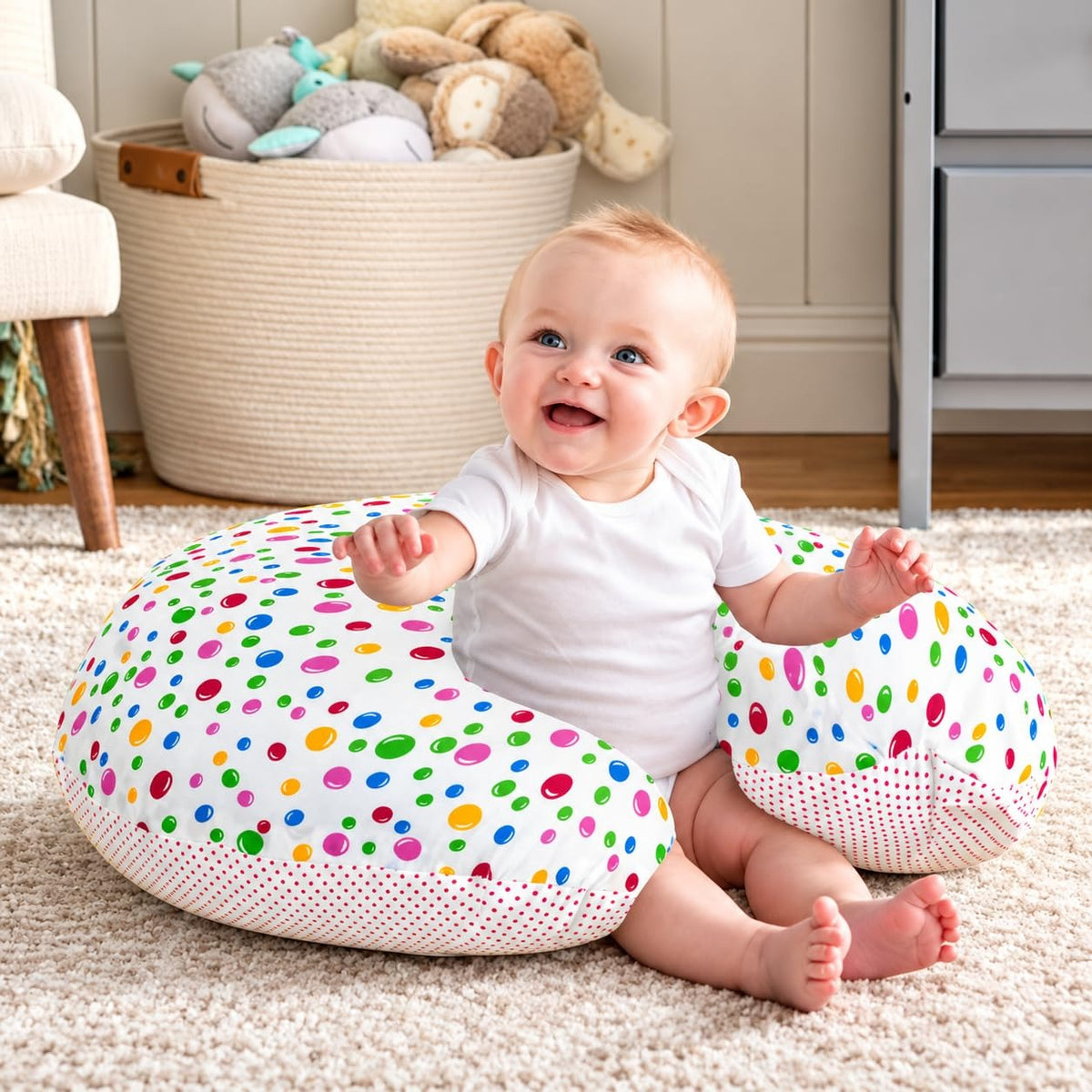 VParents Bluebell Multipurpose Baby Feeding Nursing Cum Maternity Pillow for New Born (Pink)