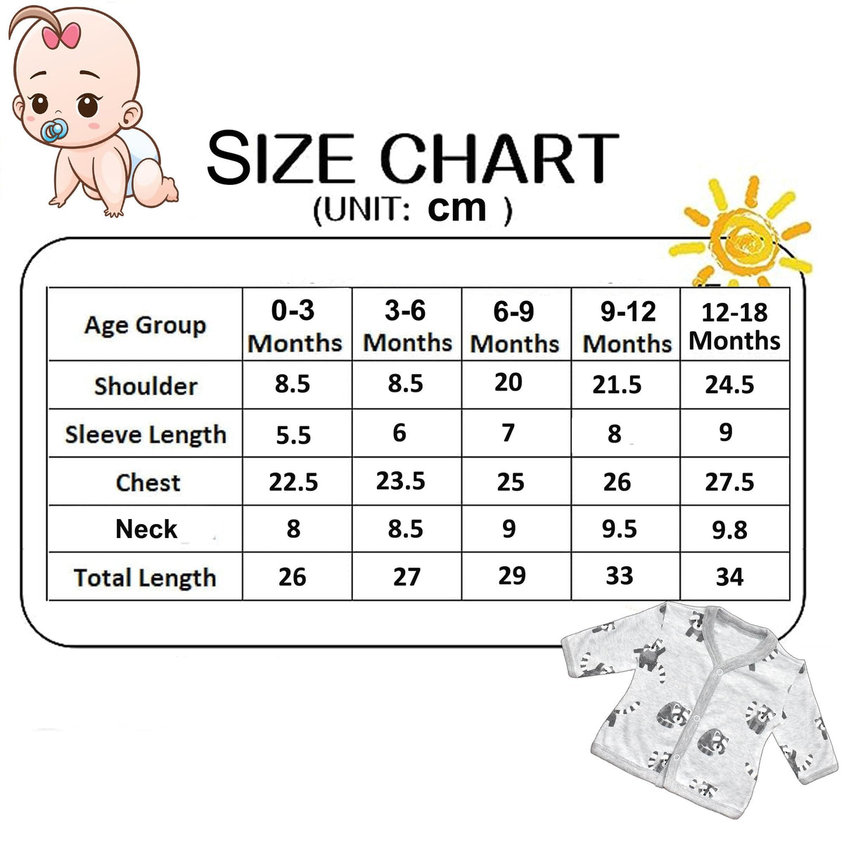 Vparents full sleeves Cotton New Born Baby Boy's & Baby Girls jabla -Multicolour