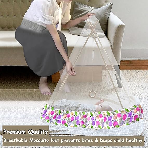 VParents Mosquito Net for Baby Cradle Jhula Saree with Zip Opening at bottom