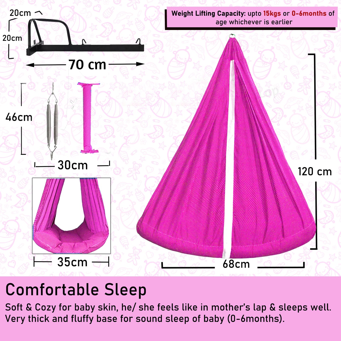 VParents Infant Baby Swing Cradle with Mosquito net Spring and Metal Window Cradle Hanger