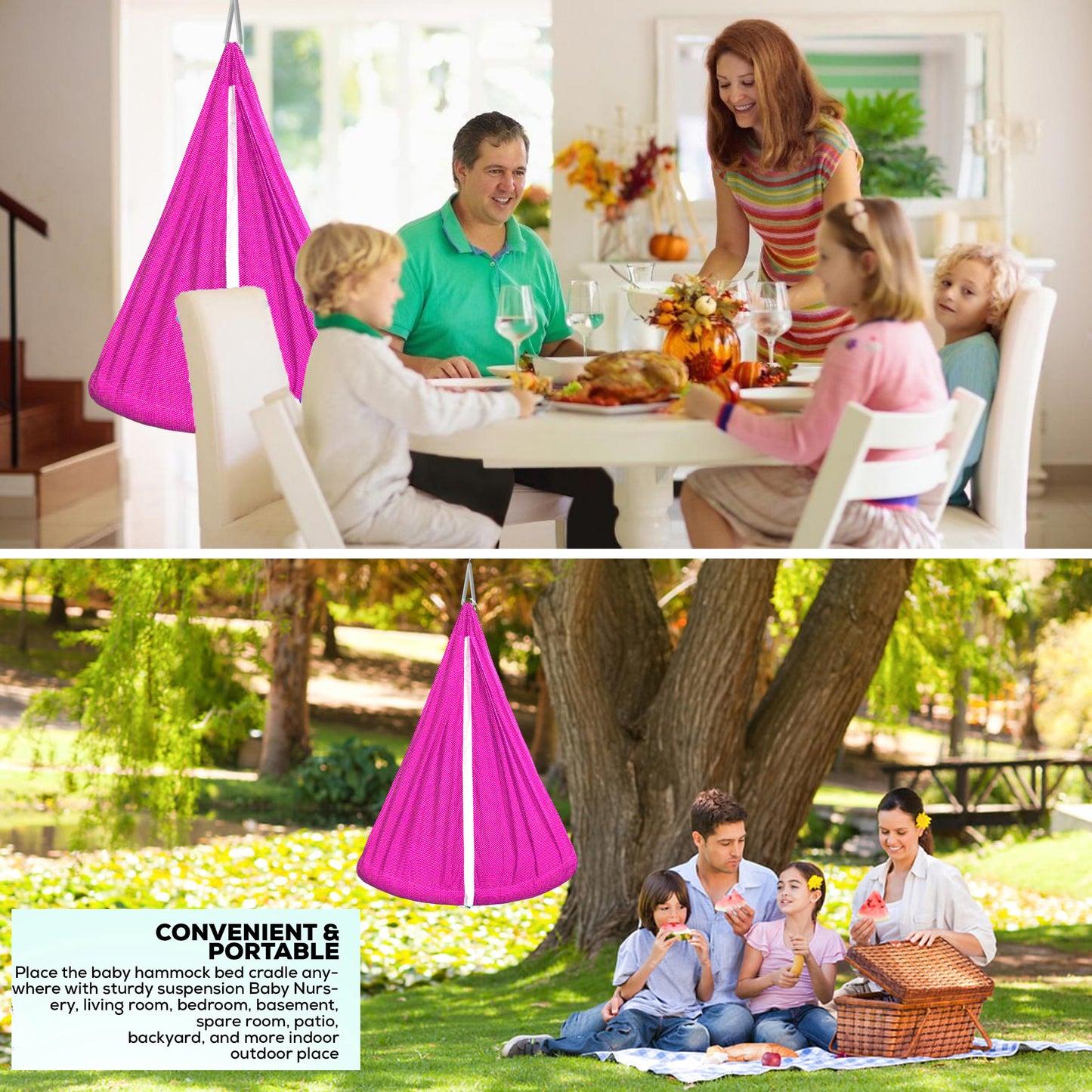 VParents Infant Baby Swing Cradle with Mosquito net Spring and Metal Window Cradle Hanger