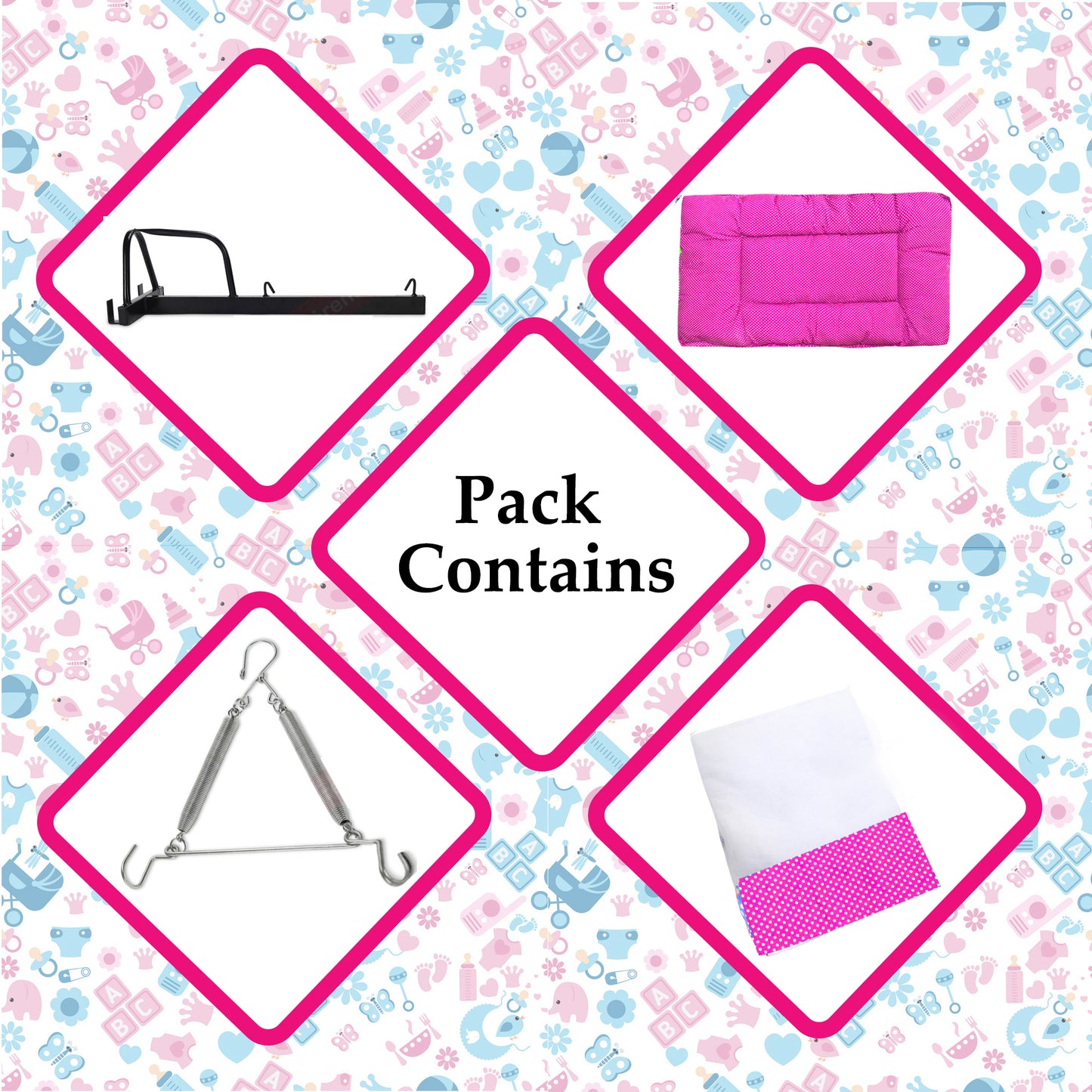 VParents Infant Baby Swing Cradle with Mosquito net Spring and Metal Window Cradle Hanger