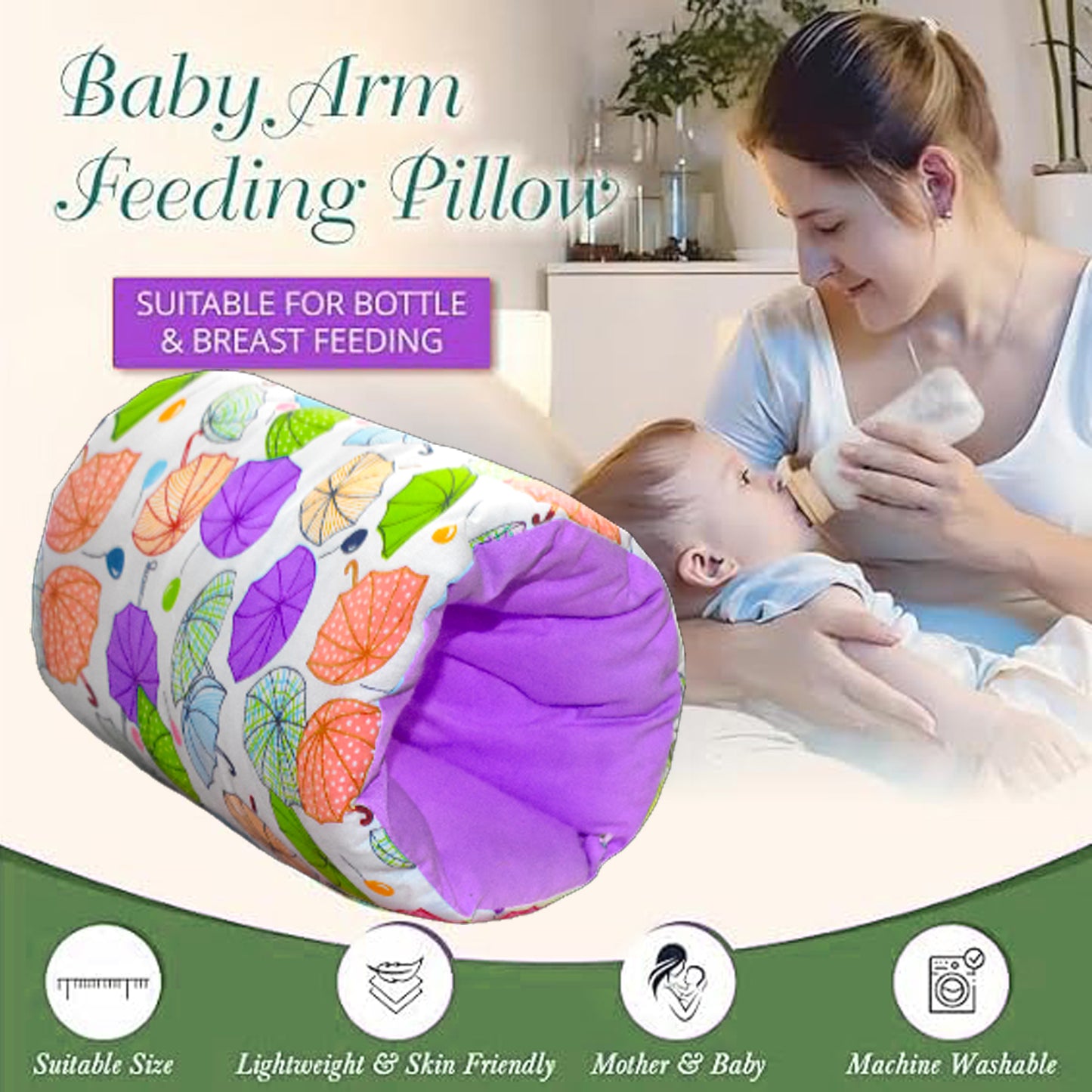 VParents Baby Feeding Arm Pillow for New Born Nursing Pillow for Breast and bottle feeding pillow (Chunky) VParents