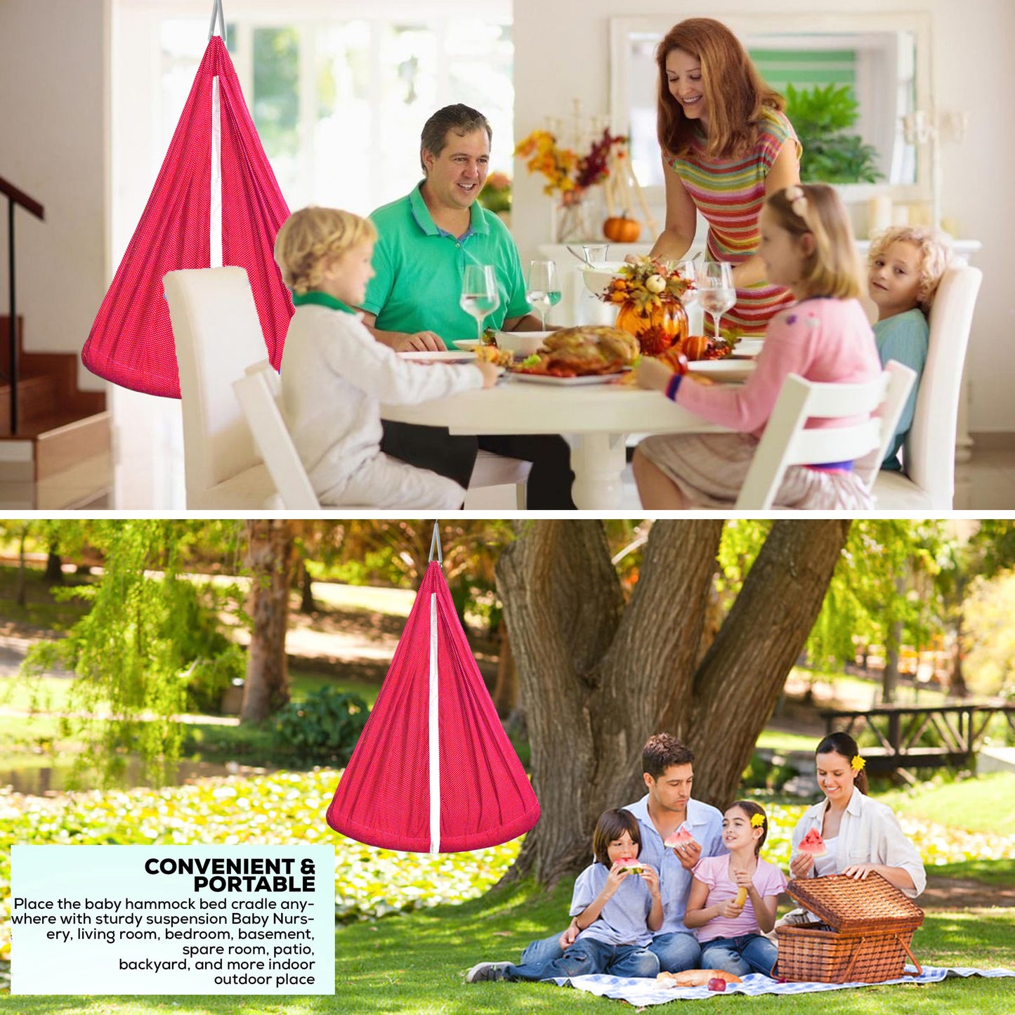VParents Infant Baby Swing Cradle with Mosquito net Spring and Metal Window Cradle Hanger