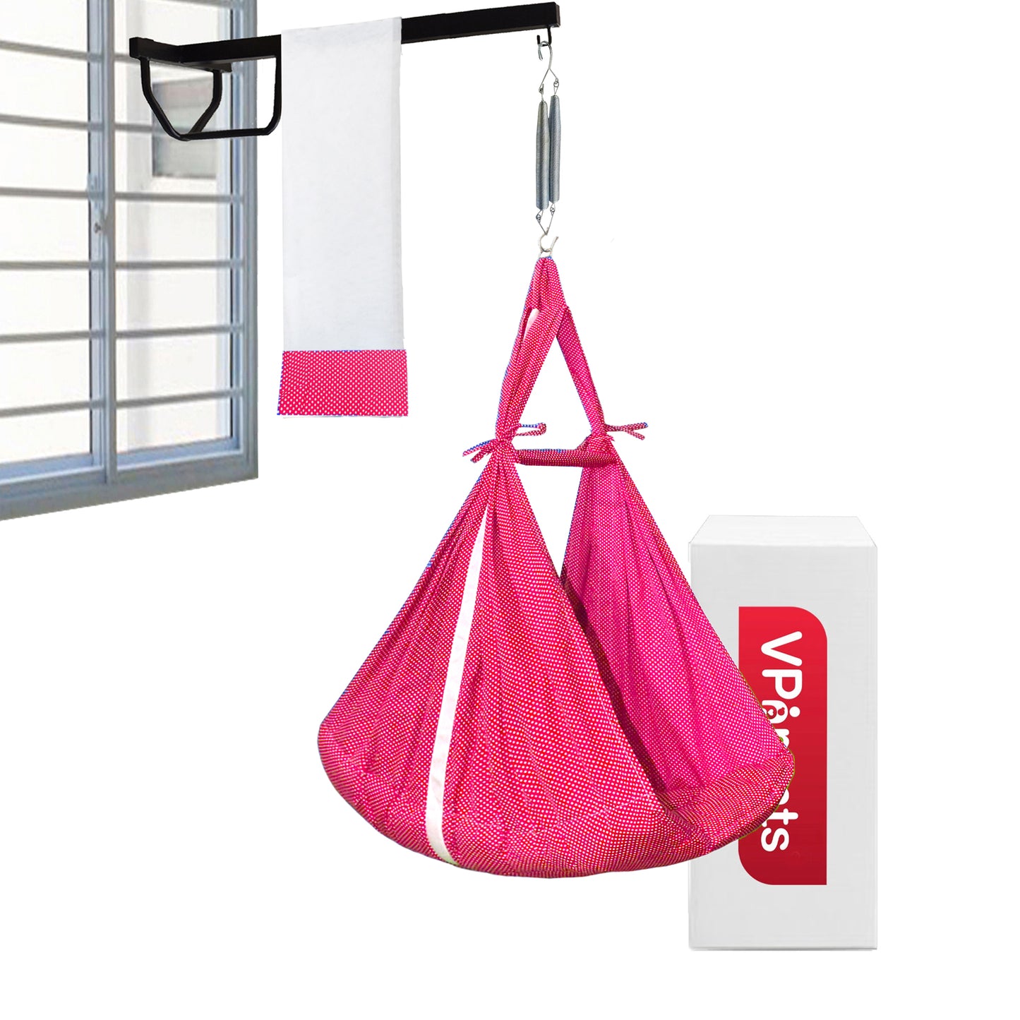 VParents Infant Baby Swing Cradle with Mosquito net Spring and Metal Window Cradle Hang VParents