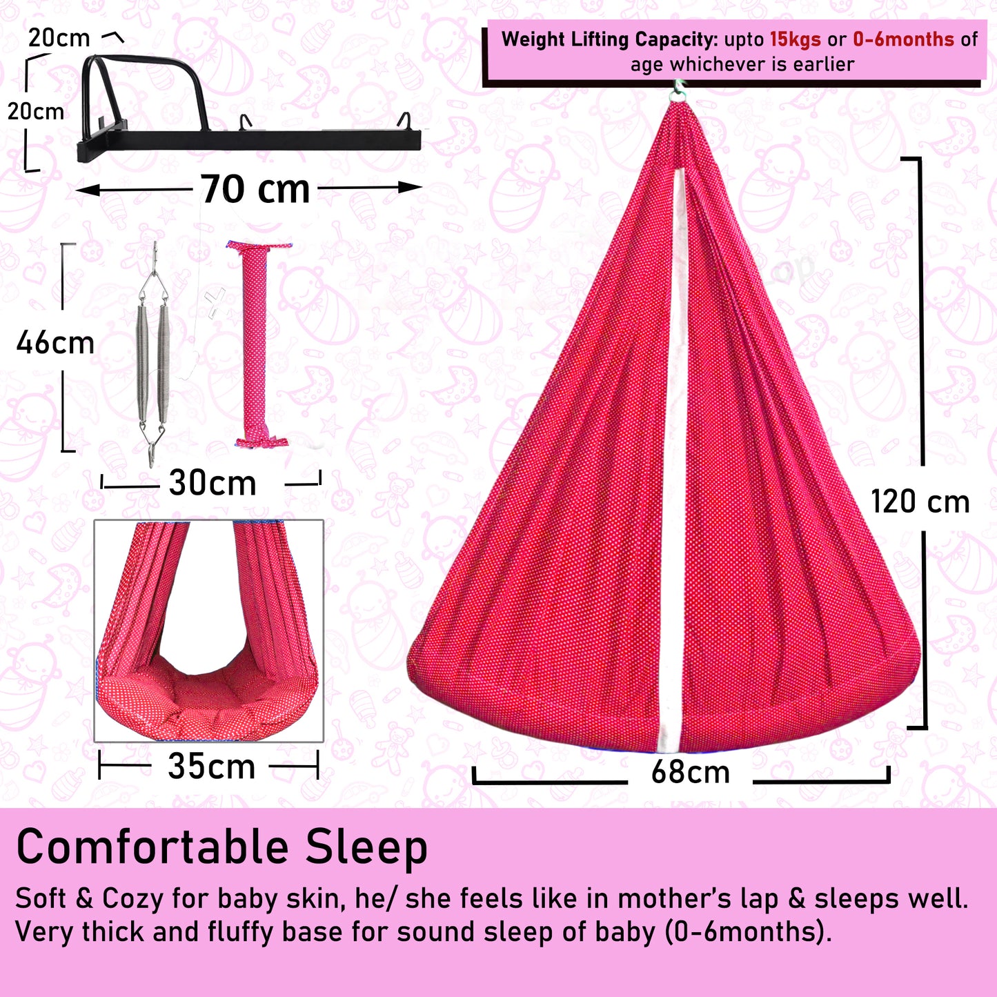 VParents Infant Baby Swing Cradle with Mosquito net Spring and Metal Window Cradle Hanger