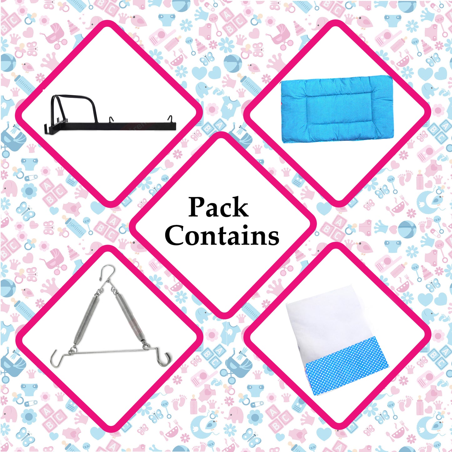 VParents Infant Baby Swing Cradle with Mosquito net Spring and Metal Window Cradle Hanger