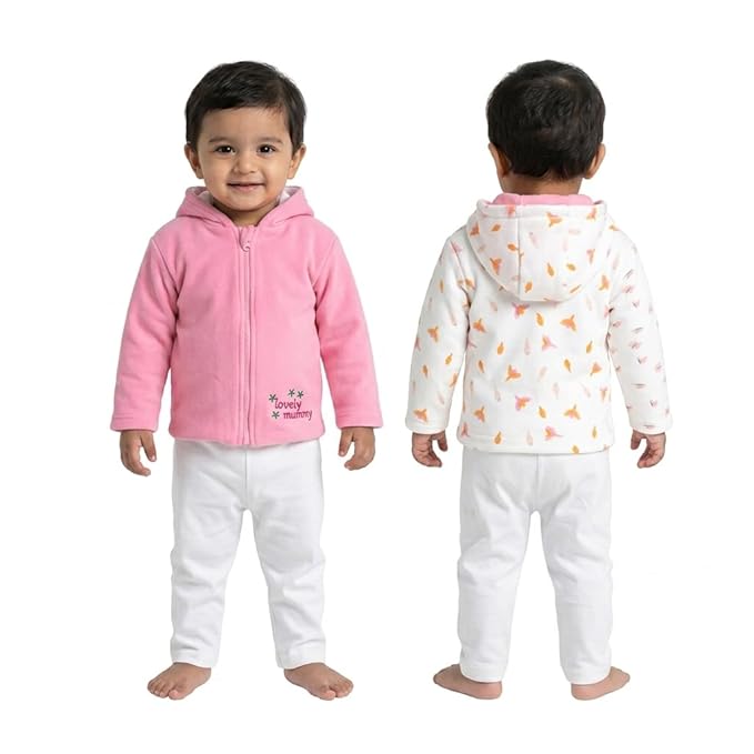 VParents Full Sleeve Winter Cotton Reversible Hooded Jacket for Unisex Baby kids, Toddler- Sweater for Girls Boys.