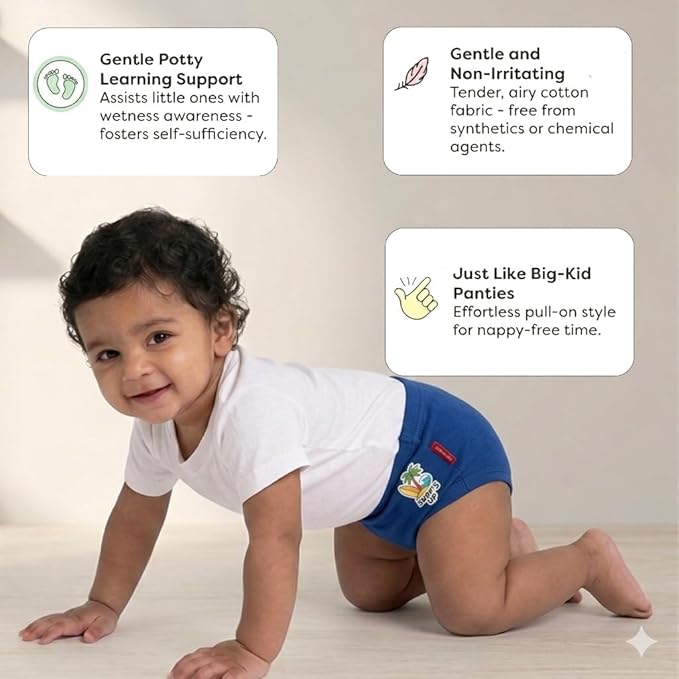 VParents Bloomer for Kids Unisex, 100% Pure Cotton Soft & Breathable Underwear Bloomers for Baby Comfortable & Durable - Dark Blue 6-12 months