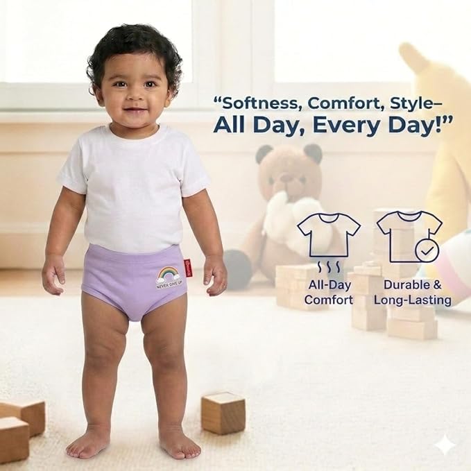 VParents Bloomer for Kids Unisex, 100% Pure Cotton Soft & Breathable Underwear Bloomers for Baby Comfortable & Durable - Purple 1-2 years (Copy)