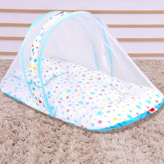 VParents Joy Baby Bed with Mosquito Net with Zip Closure & Neck Pillow, Baby Bedding for New Born