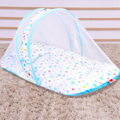 VParents Joy Baby Bed with Mosquito Net with Zip Closure & Neck Pillow, Baby Bedding for New Born