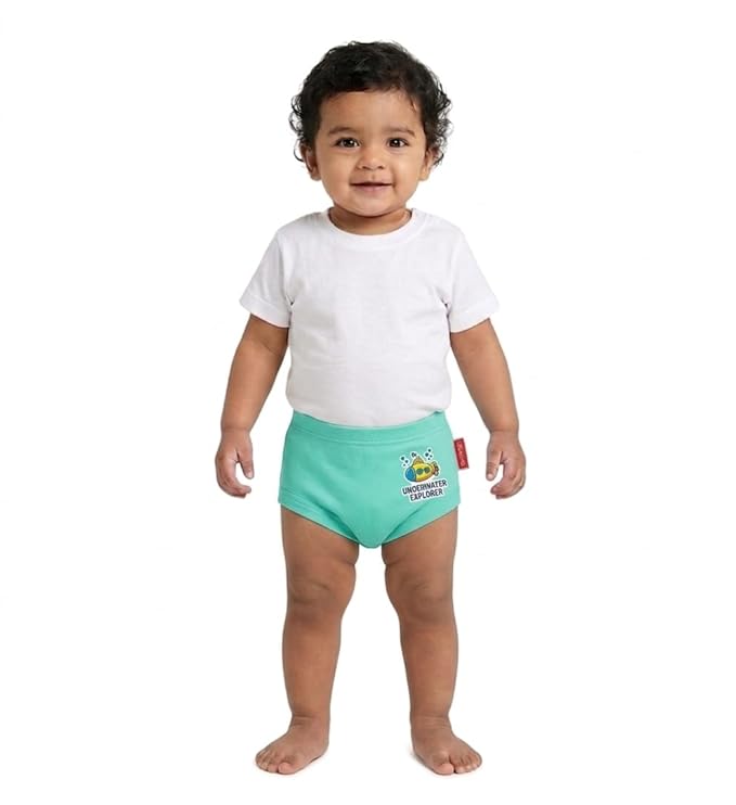 VParents Bloomer for Kids Unisex, 100% Pure Cotton Soft & Breathable Underwear Bloomers for Baby Comfortable & Durable -sea Green 1-2 years
