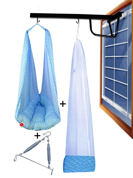 VParents Cherub Baby Swing Cradle with Mosquito Net Spring and Metal Window Cradle Hanger
