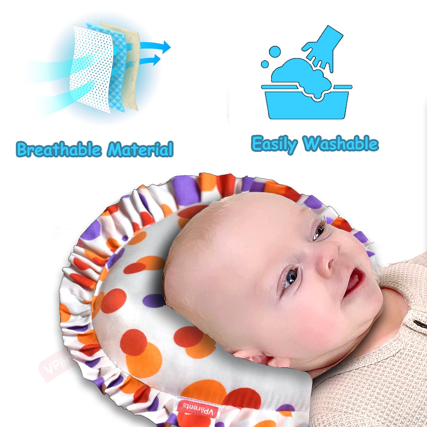 VParents preemie Neck Support Soft Pillow for New Born Baby U Shape Pillow