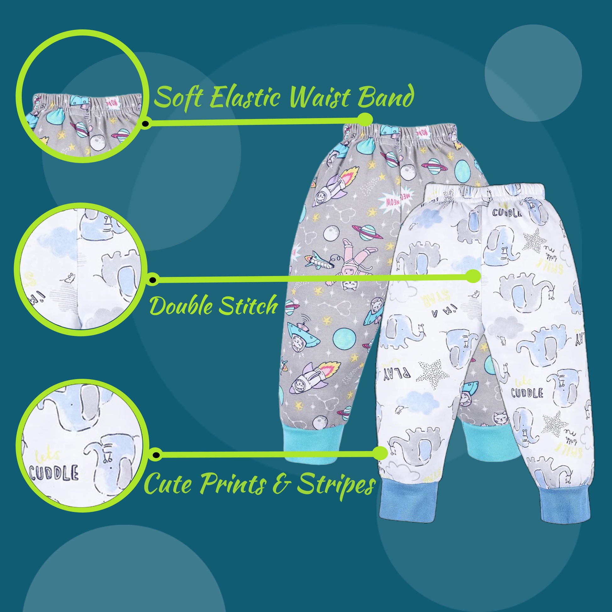 VParents Regular Loose Fit Track  Pajama Pants for Boys and Girls (pack of 5)(prints may vary) VParents