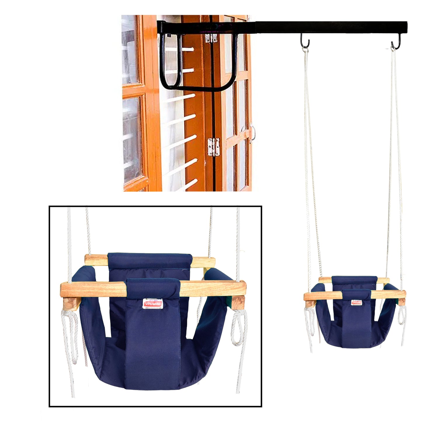 Roller Swing for Kids with Hanging Metal Rod | jhula for Kids|Baby Garden Swing (8 Months to 3 Years) (Up to 15 kg) (Blue)